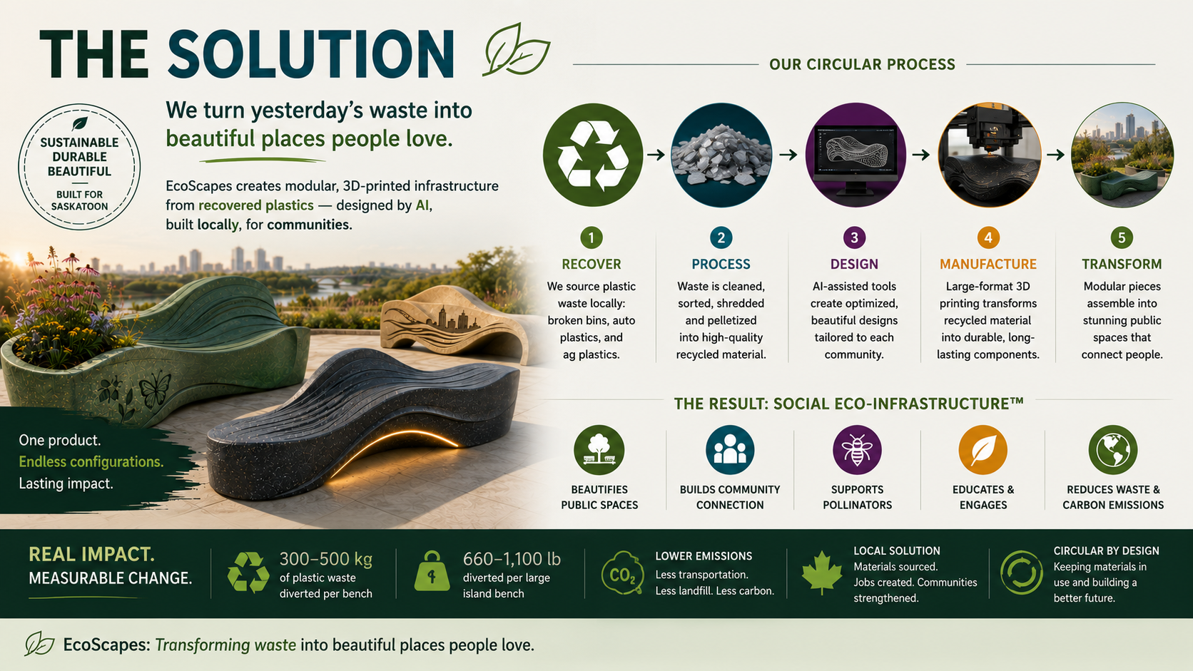 Our circular process — recover, process, design, manufacture, transform
