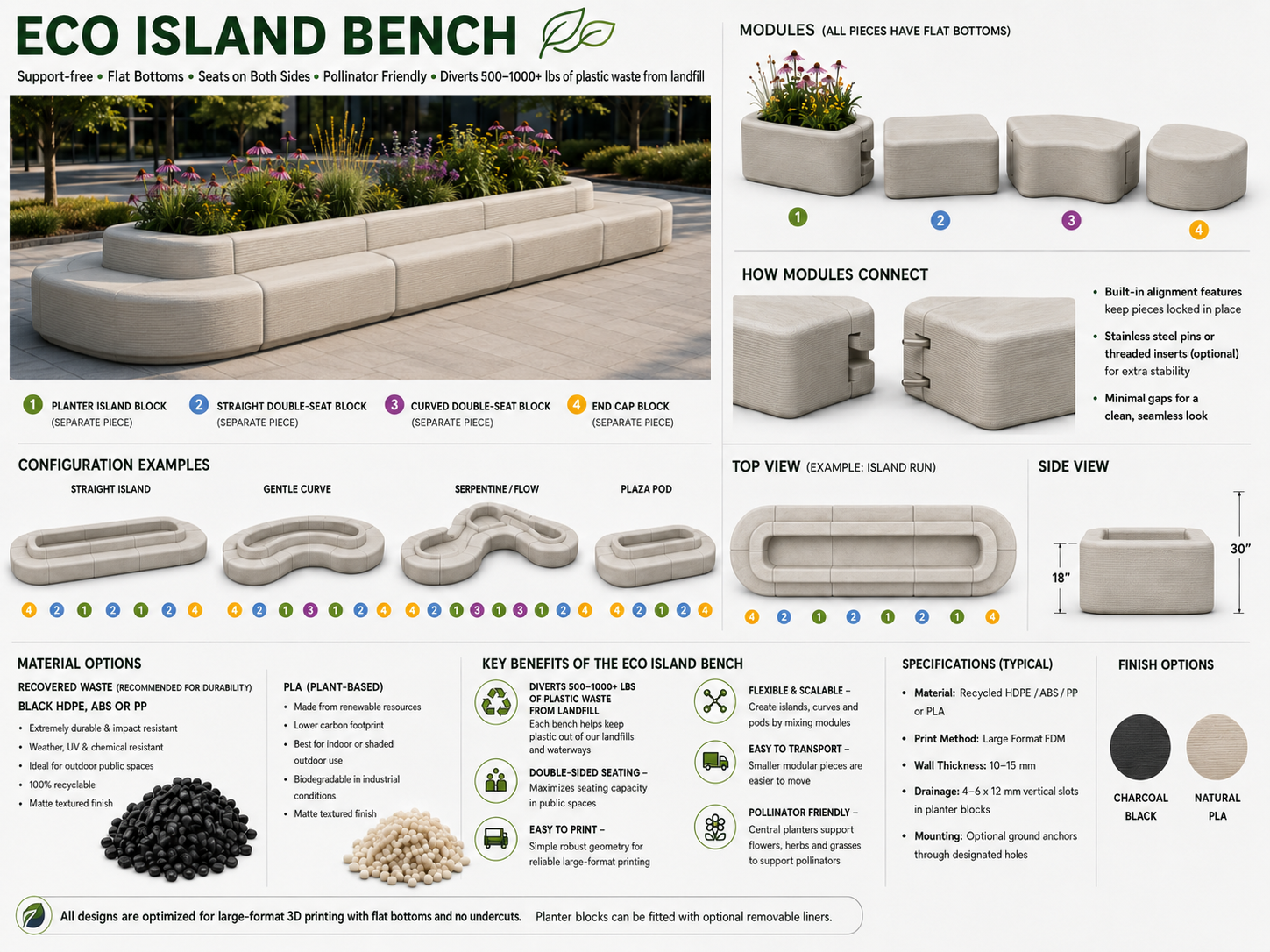 Eco Island Bench modular design system